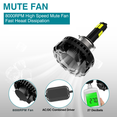 Motorcycle LED Headlight 8000LM H4 AC/DC Bombillo White Side Emitting COB Lamp Bead