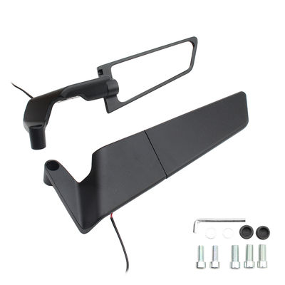 Universal Black Aluminum Alloy Glass Motorbike Wing Rearview Side Mirrors Large Wing Mirror