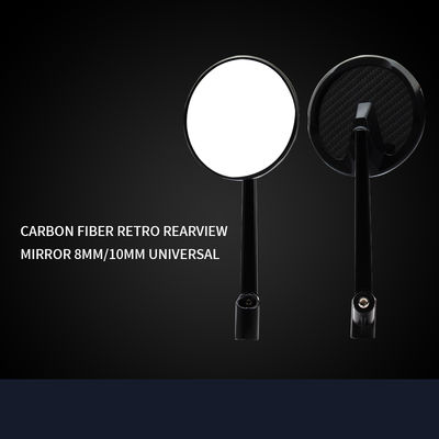 Long Pole Rearview Mirror Motorcycle Universal Retrofit Retro Round Mirror Carbon Fiber Rearview Reflector