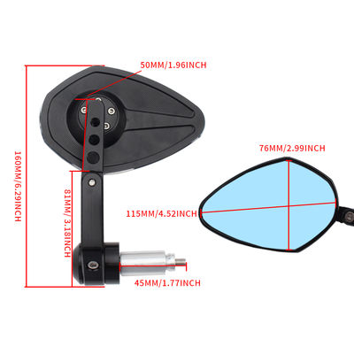 Diamond Shaped Mirror Suitable for 22mm Handle Width Adjustable Motorcycle Rearview Mirror Motorcycle Universal Accessories