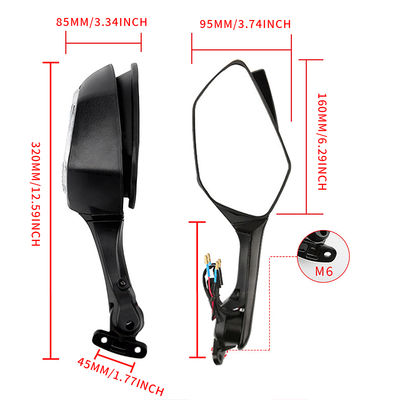 High Quality Black Universal Rearviews Motorcycles Side View Mirror With LED Turn Light Signals