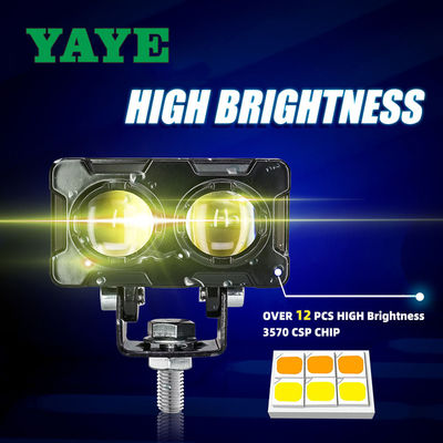 YAYE Exploradoras Para Moto Luces Mini Spot Light Led Lente De Doble Proyector Amarillo Blanco 20W 2000LM